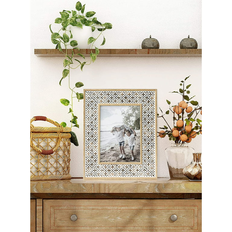 Sumgar 8x10 / 5x7 Picture Frames Boho Picture Frame Moroccan Shabby Chic,  Photo Frames for Wall Tabletop, Wedding Birthday Gifts, Set of 2 