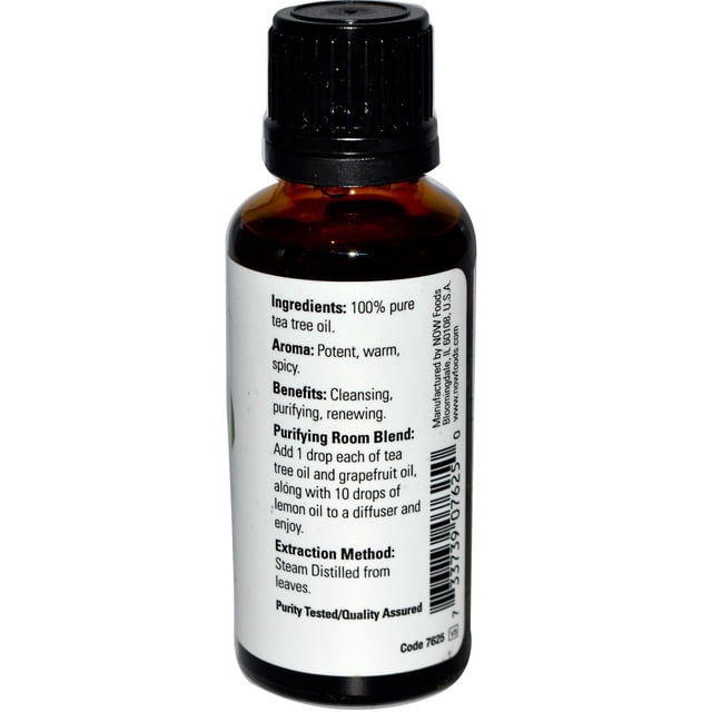 Aceite de árbol de té Essential Oils NOW, 30 ml, 100% puro vegano