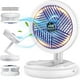 thumbnail image 1 of Ventilador USB, ventilador de mesa con luz LED ajustable, batería recargable, silencioso, 4 velocidades, plegable y colgante, rotación de 360°, 1 of 5