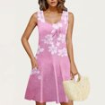 thumbnail image 5 of JTZGDY Womens Summer Dresses Vintage Floral Print Sleeveless Scoop Neck Graphic Tank Dress Loose Fit Casual Graphic T-Shirts Dress Trendy Flowy Beach Sundress with Pockets Hot Pink M, 5 of 7