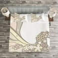 thumbnail image 3 of Ambesonne Nature Quilted Bedspread Set 3 Pcs, Floral Horse Galloping, King Size, Pale Yellow Peach Cocoa, 3 of 3