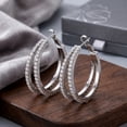 thumbnail image 5 of YOUNGYUE Sterling Silver Hoop Earrings for Women, Hypoallergenic CZ Double Hoop Earrings, 40mm, 5 of 7