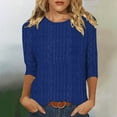 thumbnail image 3 of cocolona Womens 3/4 Sleeve Shirts Fall Casual Knitted Sweaters Solid Color Pullover Tops Dressy Casual Blouse, 3 of 6