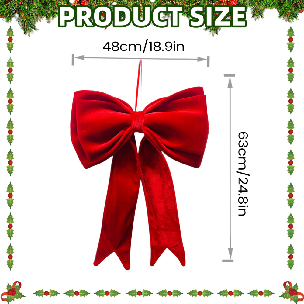 Ksruee Velvet Bows for Christmas Tree 19x25 Inch Seasonal Decoration Hangable Holiday Decorations for Front Door Office Wreath Staircase Window Sill Mantel Wall Garden Backyard Living Room Study show