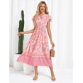 thumbnail image 2 of Vestido floral de verano GRACE KARIN con flores rosas talla M para mujer, 2 of 5