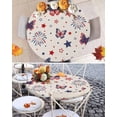thumbnail image 3 of Round Tablecloth 4th of July Elastic Edge Fitted Patriotic Butterflies Fireworks Stars Pattern Plastic Table Cover,Waterproof Oil Proof for Dinner,Outdoor, Picnic, 45"- 54" DIA Tables Red Blue, 3 of 8