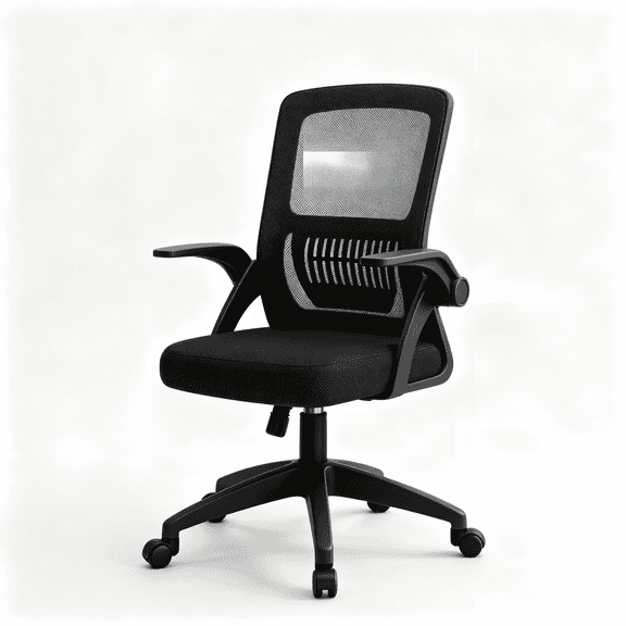 SJZNOI Ergonomic High-Back Mesh Office Chair, Breathable Swivel Desk Chair with Flip-Up Arms, Height Adjustable & Built-in Lumbar Support for Home Office (Black)