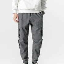 Men's Fashion Cargo Pants Elastic Waist Hip Hop Solid Color Relaxed Fit Trousers Work Casual Sports Cargo Pants