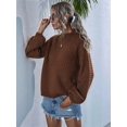 thumbnail image 5 of Womens Turtle-Neck Oversized Sweaters Casual Long Sleeve Pullover Loose Chunky Knit Jumper Brown XL, 5 of 9