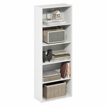 Furinno Basic 5-Tier Open Shelf Bookcase, Bookshelf, Storage Organizer, 7 x 17 x 44, White