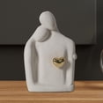 thumbnail image 4 of Estatua de pareja coleccionable, arte romántico, artesanía, figura decorativa para estantería. Blanco, 4 of 6