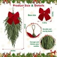 thumbnail image 3 of 2 Pcs 27.5" Norfolk Pine Christmas Swag, with BowTeardrop Swag, Christmas Teardrop Wreath for Door Window Mantle Fireplace Wall Indoor & Outdoor Home Decor & Christmas Decorations, 3 of 14