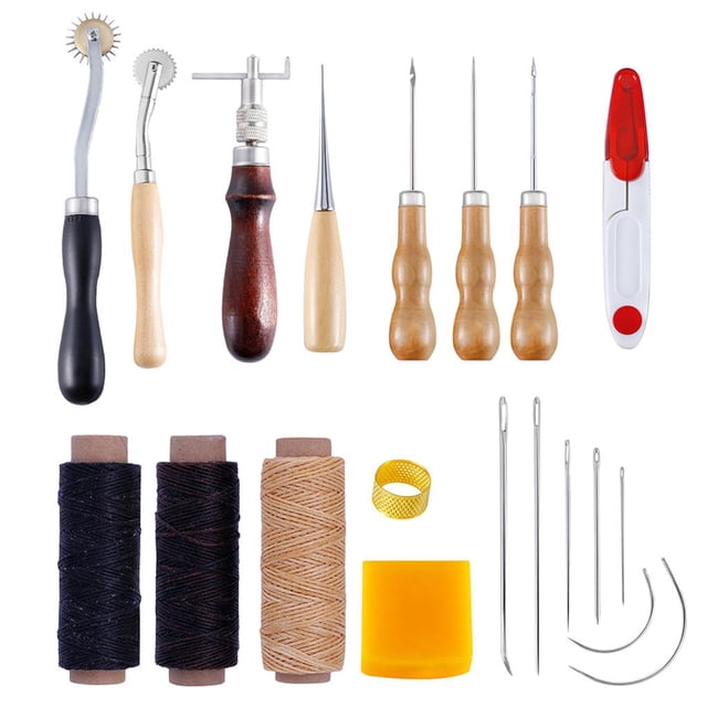 Bewildely Juego de herramientas para manualidades de cuero, herramientas de costura de cuero DIY para coser a mano, artesanía de cuero, bricolaje, trabajo Almacenamiento y organización del hogar Bewildely HA023490-00