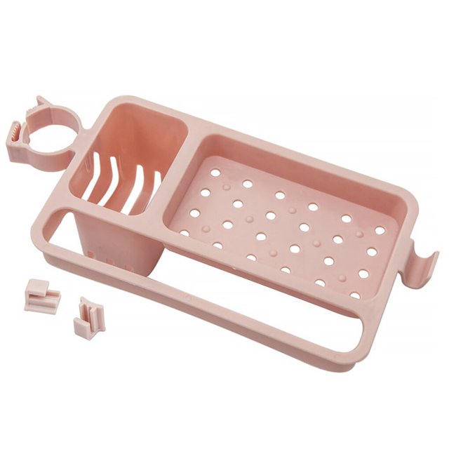 Naiovety Nuevo estante de drenaje portátil de 1 pieza, estante de almacenamiento desmontable, organizador de plástico ajustable para baño y Organizadores de utensilios de cocina Rosado