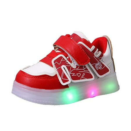 

KaLI_store Sneakers for Girls Toddler Shoes Children Sports Shoes Lighting Shoes Small White Shoes Non Slip Soft Bottom Toddler Shoes Red 5-5.5 Years