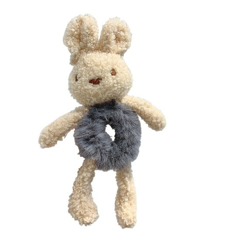 

YWDJ Schoolgirl Elasticity Furry Cartoons Rabbit Hair-Band Kids Cute Headwear Gray One Size