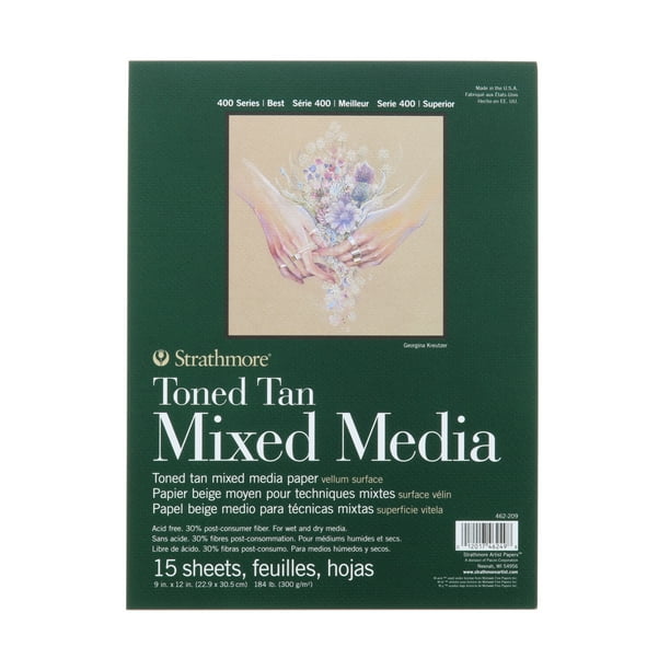 Strathmore Toned Mixed Media Paper Pad, 400 Series, 9" x 12", 15 Sheets, Tan