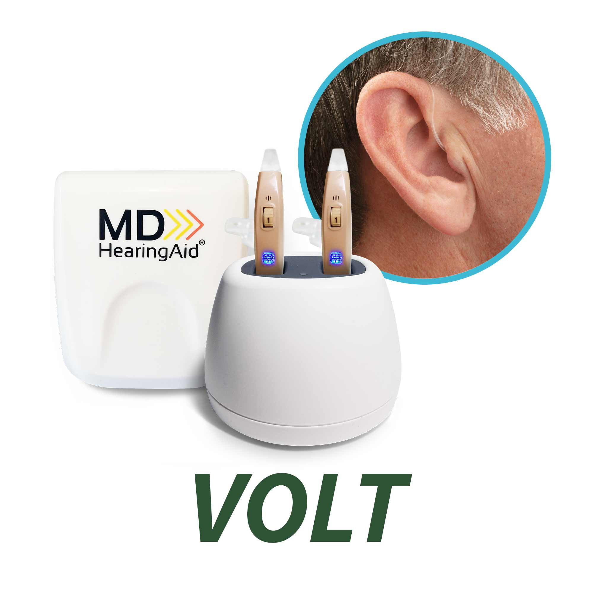 MDHearingAid VOLT Rechargeable Hearing Aid with Noise Reduction