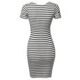 thumbnail image 3 of FashionOutfit Women's Lattice-Front Stripe Short Sleeves Dress, 3 of 3