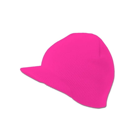 Mens Reversible Visor Beanie - TopHeadwear Solid Cuffless Beanie Visor - Hot Pink