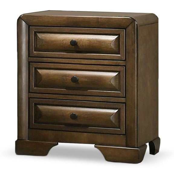 Furniture of America Ember Transitional 3-Drawer Adult Nightstand, Brown