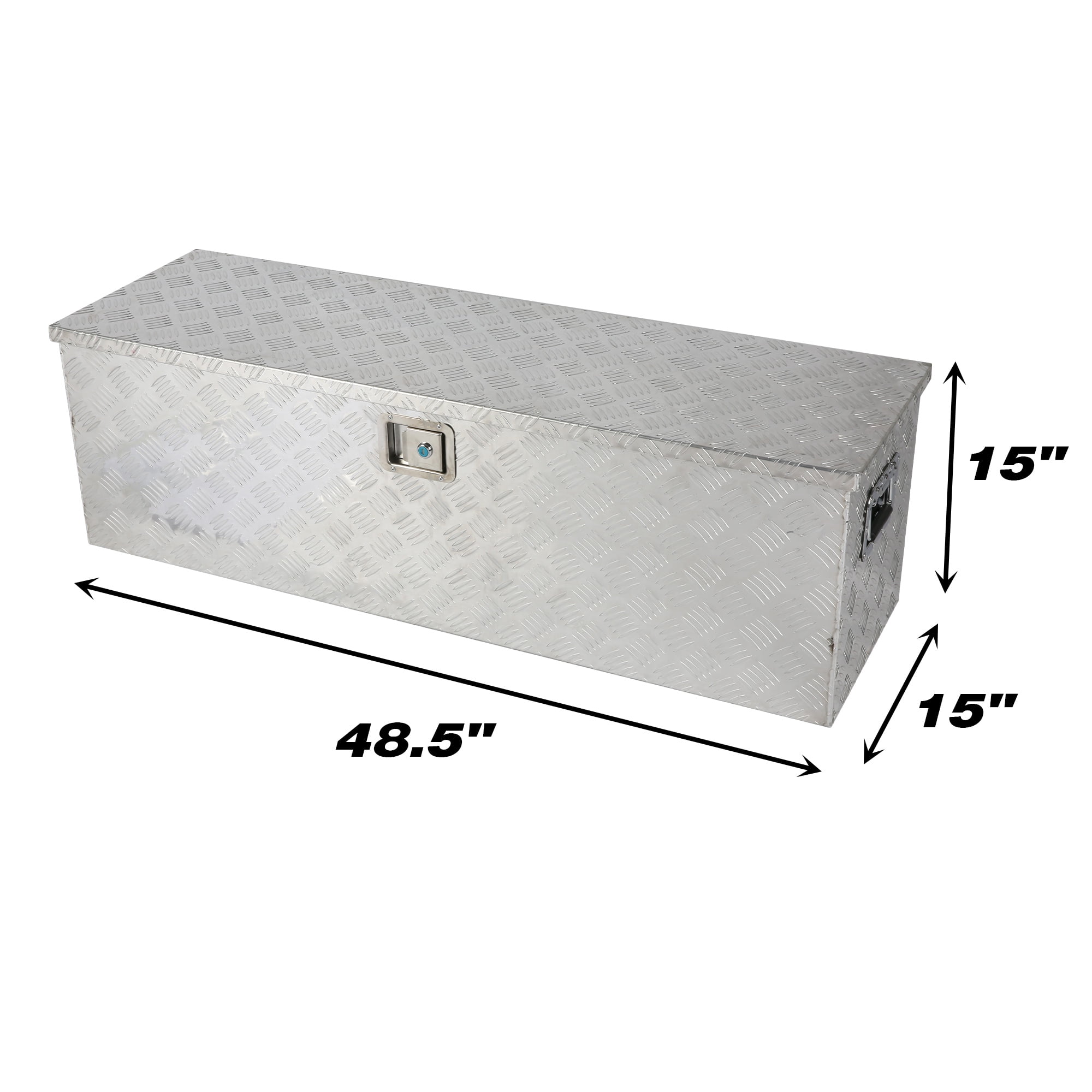 Details about    Aluminum Tool Box Truck Pickup Trailer Storage Space W/ Hand Shank Silver 