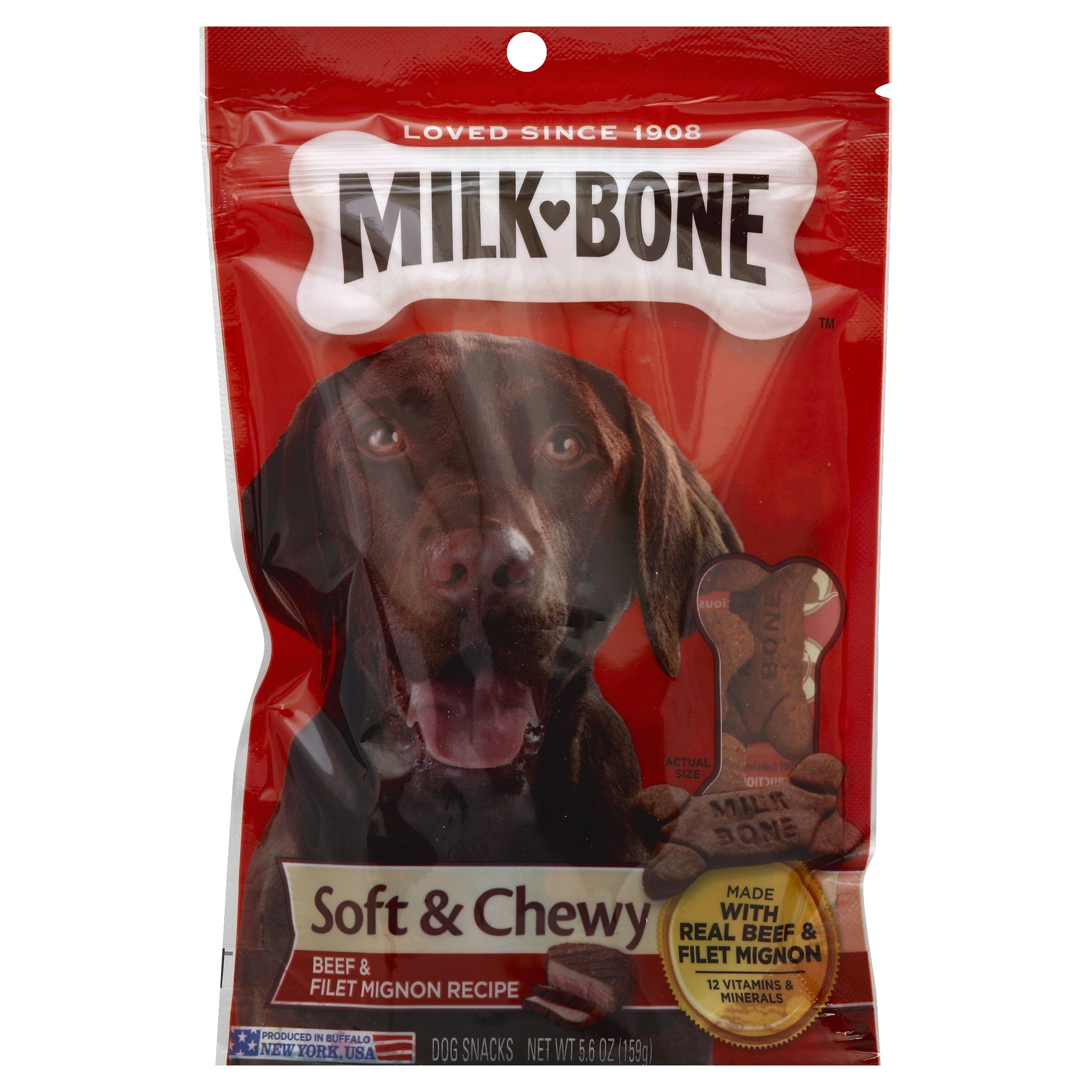 MilkBone Soft & Chewy Beef & Filet Mignon Recipe Dog Snacks, 5.6Ounce