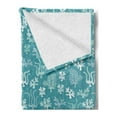 thumbnail image 2 of Under the Sea Soft Flannel Fleece Throw Blanket, Whimsical Print of Seaweed Algae Monochrome Aqua with Bubbles, Cozy Plush for Indoor and Outdoor Use, 50" x 70", Cadet Blue and Seafoam, by Ambesonne, 2 of 5