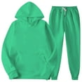 thumbnail image 2 of Mens Hooded Sports Tracksuit Unisex Two-Piece Running Set Long Sleeve Pullover Hoodies and Sweatpants, for Winter Training and Casual Streetwear,Mint Green,XL, 2 of 7