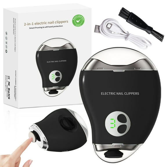 Aorsher 2 In 1 Electric Nail Clippers for Seniors Adult, 3 Speeds Mango Rechargeable Nail Clipper with Led Light and Storage, Low Noise, Smooth Nail Effect, Safe Use