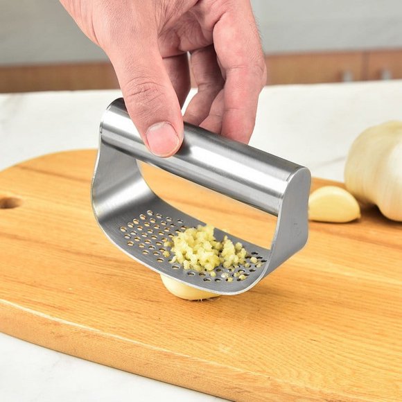 Dvkptbk Garlic Press Food Grade Mini Stainless Steel Garlic Press Circular Handheld Garlic Press Manual Ginger Garlic Masher Kitchen Essentials