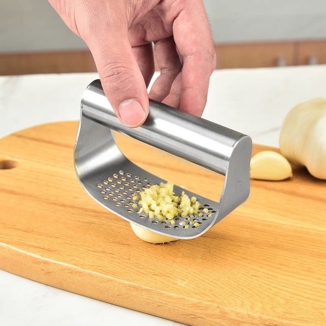 Dvkptbk Garlic Press Food Grade Mini Stainless Steel Garlic Press Circular Handheld Garlic Press Manual Ginger Garlic Masher Kitchen Essentials