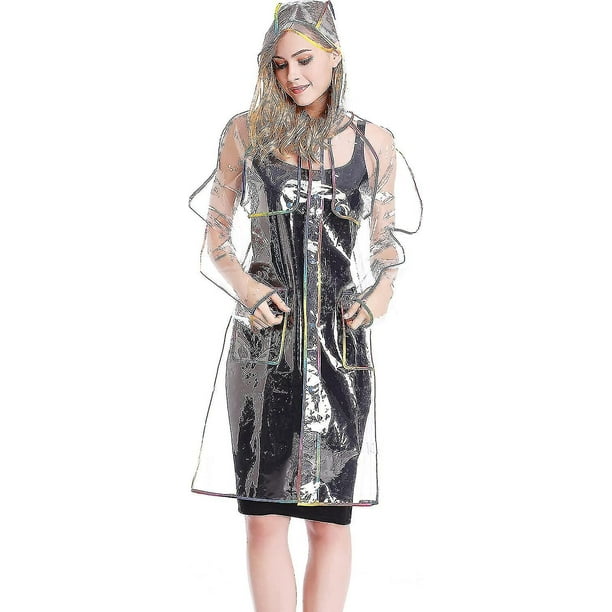 Impermeable transparente YUANXCMXG PARA mujeres Chaquetas de lluvia impermeables