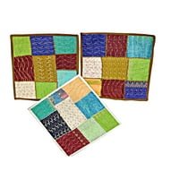 Mogul Pillow Cover Set oF 3 Sari Pillow Cases Patchwork Embroidered Indian Cushion Cover