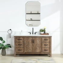 Javier 60" Bath Vanity in Spruce Antique Gray with White Grain Stone and Mirror