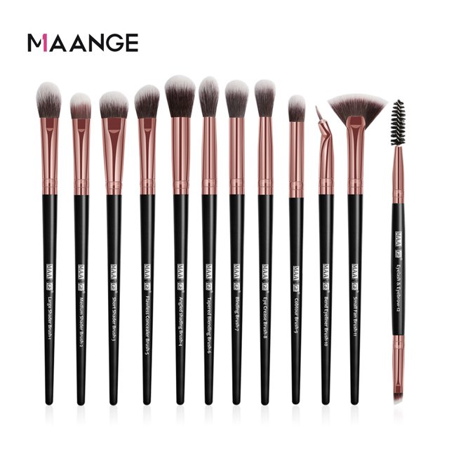 Maange-Juego de brochas de maquillaje, 12 piezas, herramientas de maquillaje, sombra de ojos, corrector, mezcla, labios, para principiantes