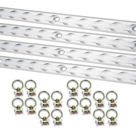 Aluminum 8 Feet L-Track Powder Coated (4) and Stud with Stainless Steel Ring (16) Tie Down System for Enclosed Trailers and Cargo Vans