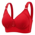 thumbnail image 4 of Ramiter Lingerie for Women Comfort Ring Cup Women Underwear Plus Button Bra Full Size Breathable No Gathers Steel Front Bra D/42/95BC,Red, 4 of 4
