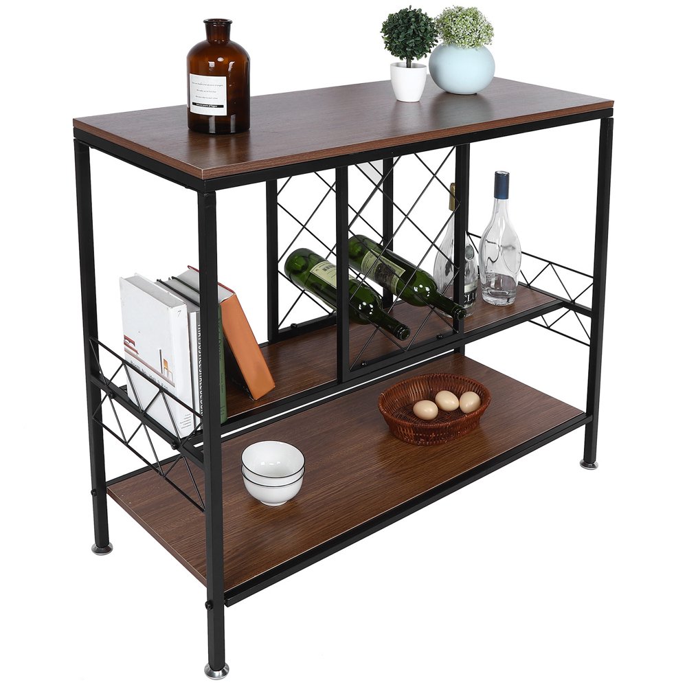 Fugacal 3Layer Wine Rack Table with Glass Holder Wine