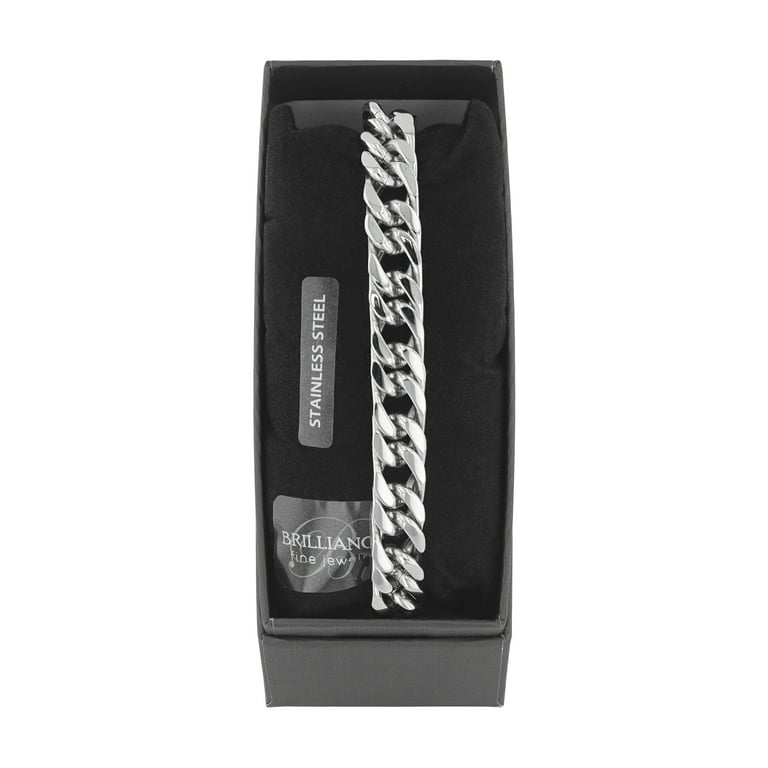 Men's Silver-Tone Stainless Steel Curb Link 8.5