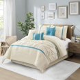 thumbnail image 2 of Nanshing  Regala 7 Piece Minimalist Pinch Pleat Comforter Set Beige Blue Queen Modern & Contemporary, Traditional, 2 of 5