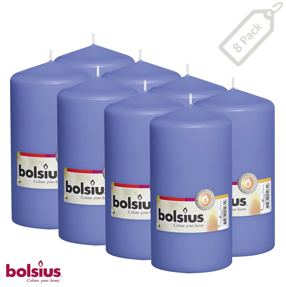 Bolsius Blue 3 X 6" Pillar Unscented Smokeless Big Fat Candles for