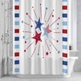 thumbnail image 3 of Independence Day Stars Shower Curtain for Bathroom Decor, Modern Abstract Red Blue Stripes Stars Waterproof Fabric Shower Curtain, 72"x84" Set with 12 Hooks, 3 of 9