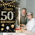 thumbnail image 2 of 50th Birthday Decorations Door Banner, Black Gold Happy 50th Birthday Decorations Women Men, Door Cover Sign Poster Decor, 50 Year Old Birthday Party Photo Props Backdrop, 2 of 5