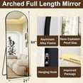 thumbnail image 4 of Anyrose 64.2"x 21.3" Arched Full Length Mirror Floor Mirror with Stand Free Standing, Black, 4 of 7