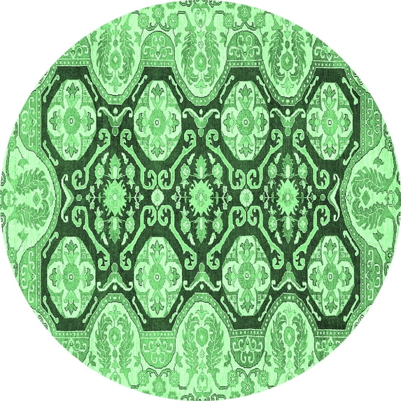 Ahgly Company Indoor Round Oriental Emerald Green Traditional Area Rugs, 3' Round