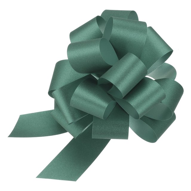 Uxcell 5pcs 5 Inch Large Pull Bow Glitter Gift Wrapping Big Pull Bows Ribbon Green