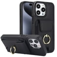 thumbnail image 2 of For iPhone 15 Pro Wallet Case with Card Holder, 360°Rotation Ring Holder Kickstand, 4 Card Slots PU Leather Case, RFID Blocking Magnetic Clasp Protective Cover,Black, 2 of 16