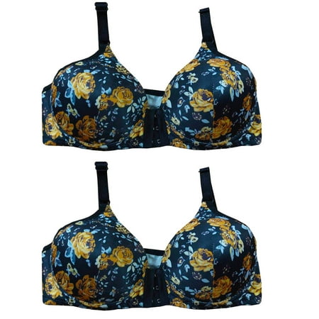 

AIEOTT Wirefree Bras for Women Plus Size Front Closure Lace Bra Wirefreee Extra-Elastic Bra Adjustable Shoulder Straps Sports Bras 36B/C-50B/C Summer Savings Clearance