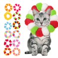 Cat Collar Colorful Plush Ball Adjustable Neck Wear Rainbow Color Anti